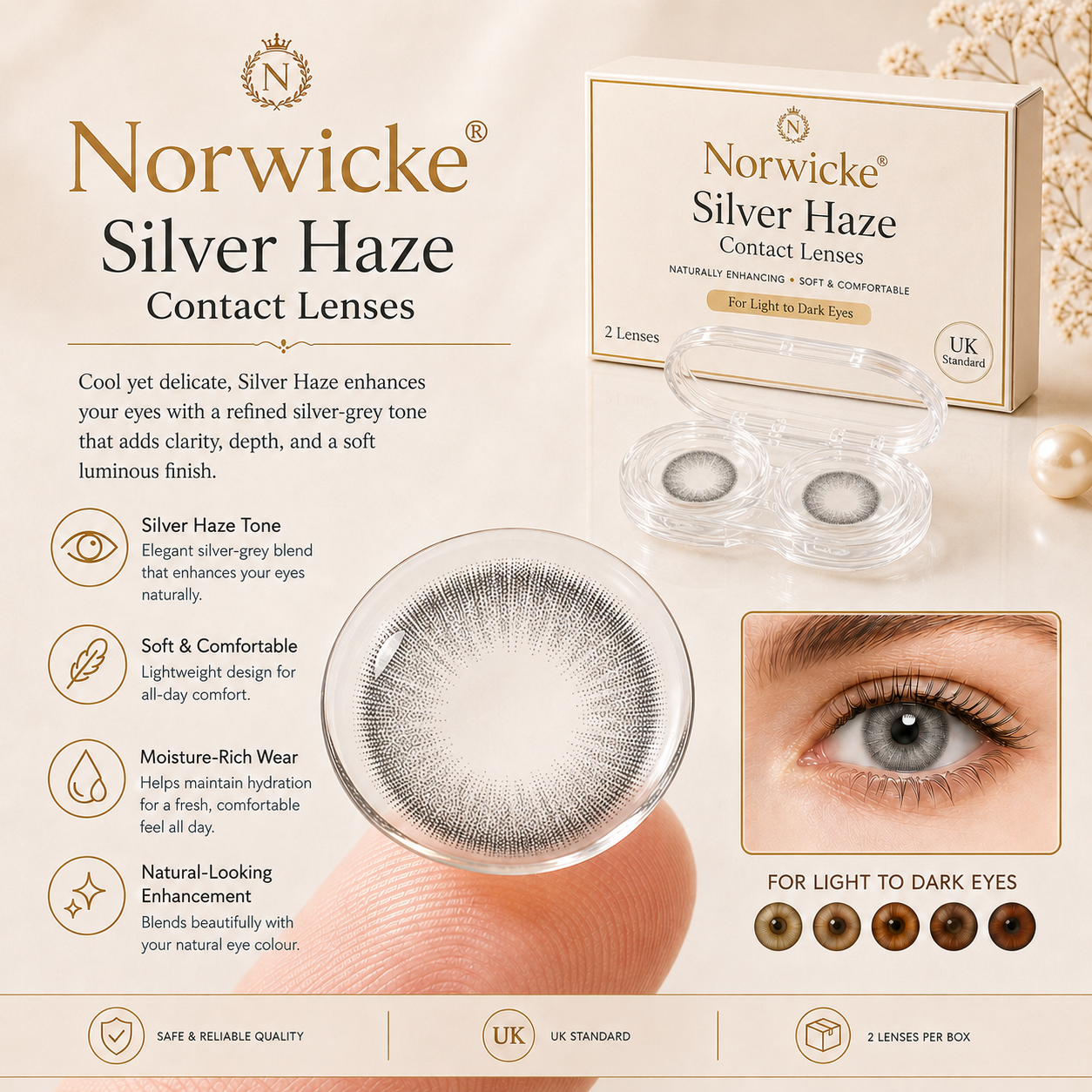 Norwicke® Silver Haze Contact Lenses