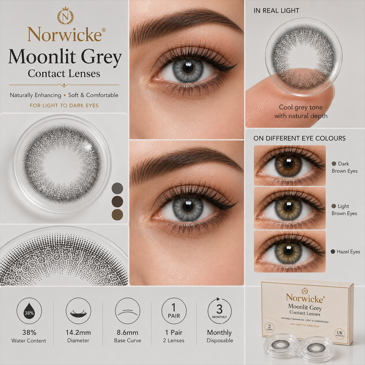 Norwicke® Moonlit Grey Contact Lenses