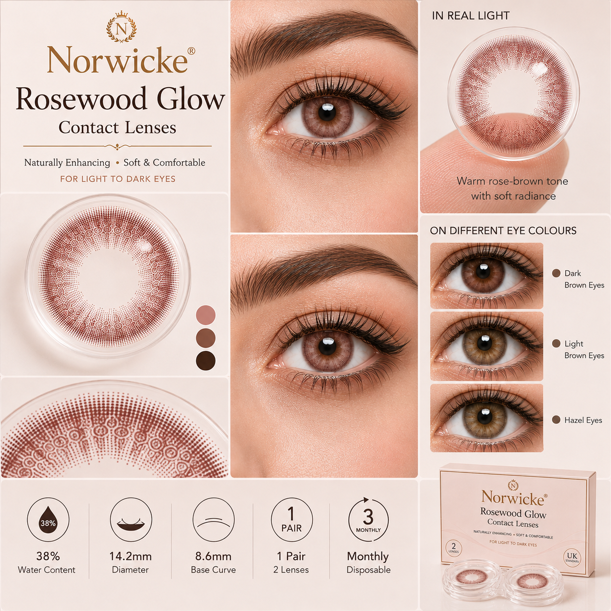 Norwicke® Rosewood Glow Contact Lenses