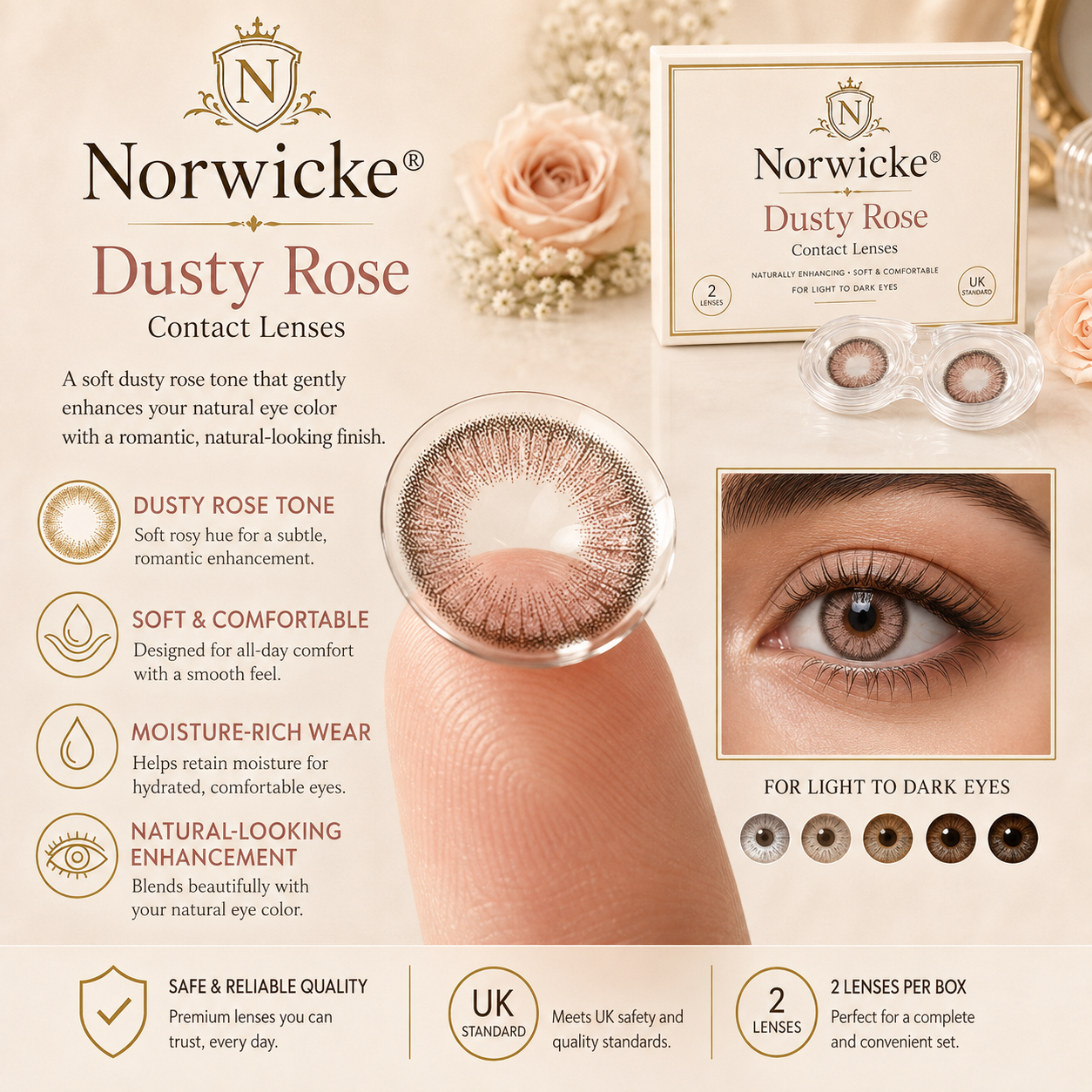 Norwicke® Dusty Rose Contact Lenses