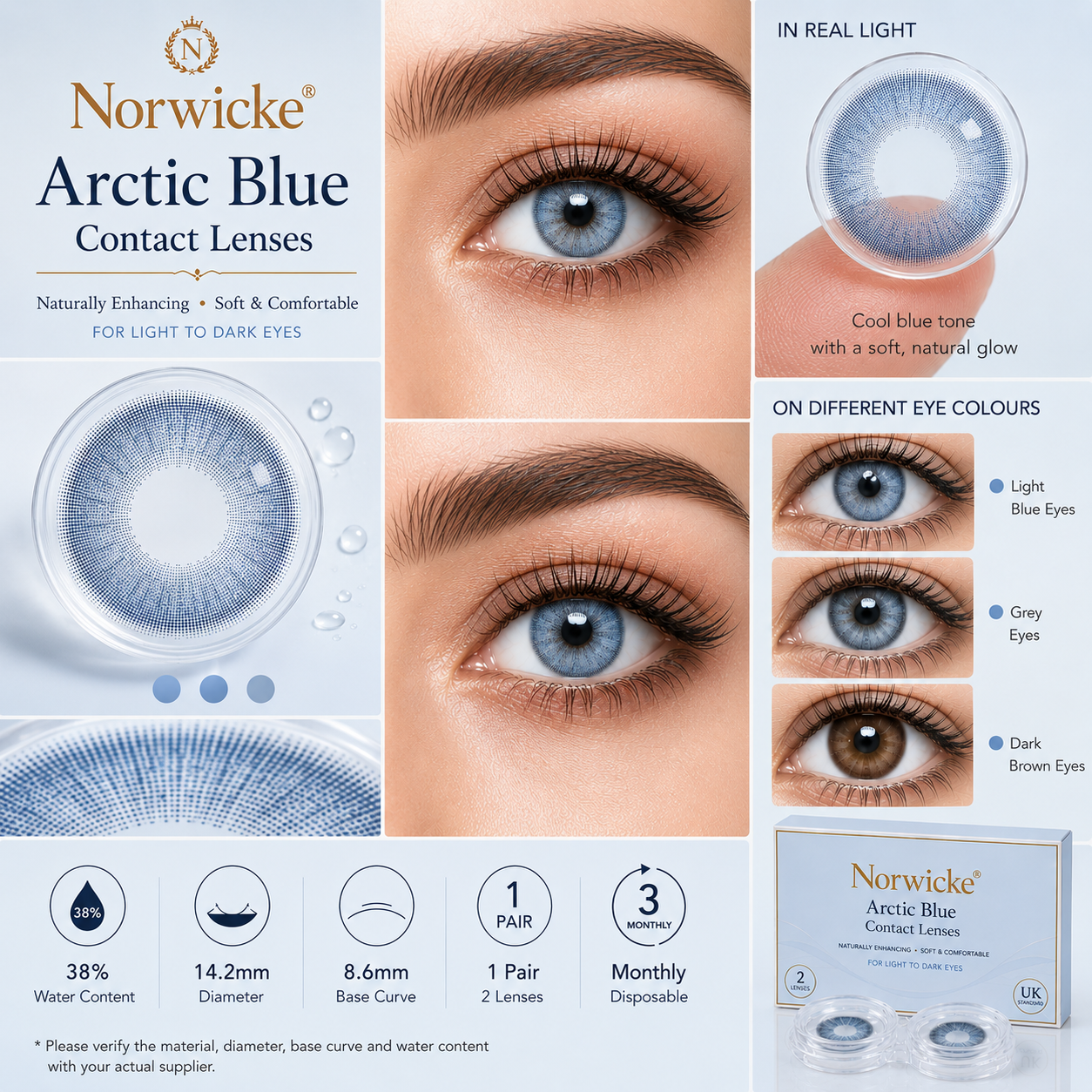 Norwicke® Arctic Blue Contact Lenses