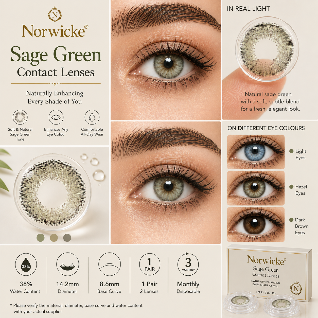 Norwicke® Sage Green Contact Lenses