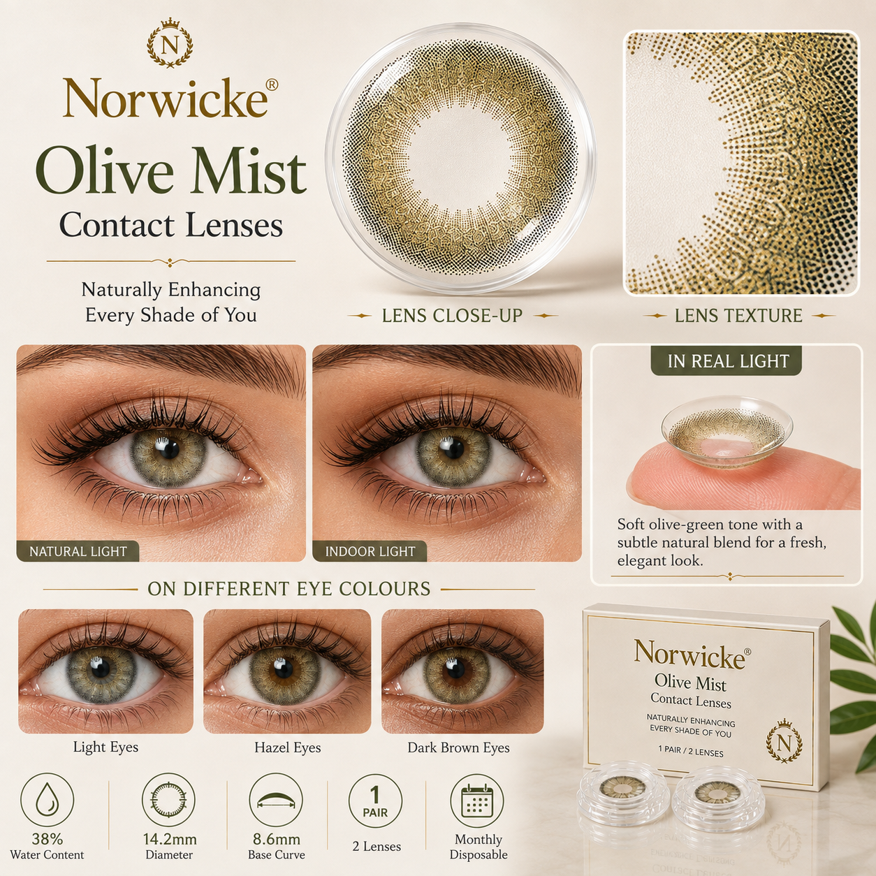 Norwicke® Olive Mist Contact Lenses