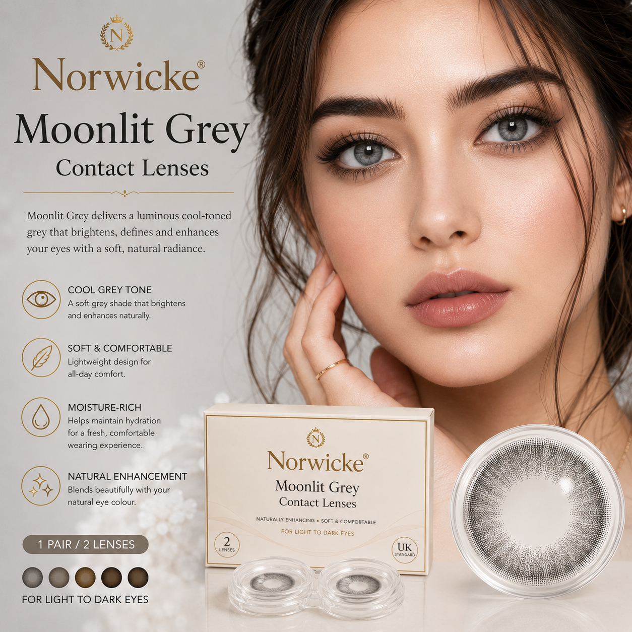 Norwicke® Moonlit Grey Contact Lenses