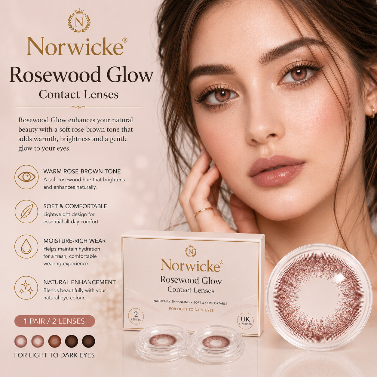 Norwicke® Rosewood Glow Contact Lenses