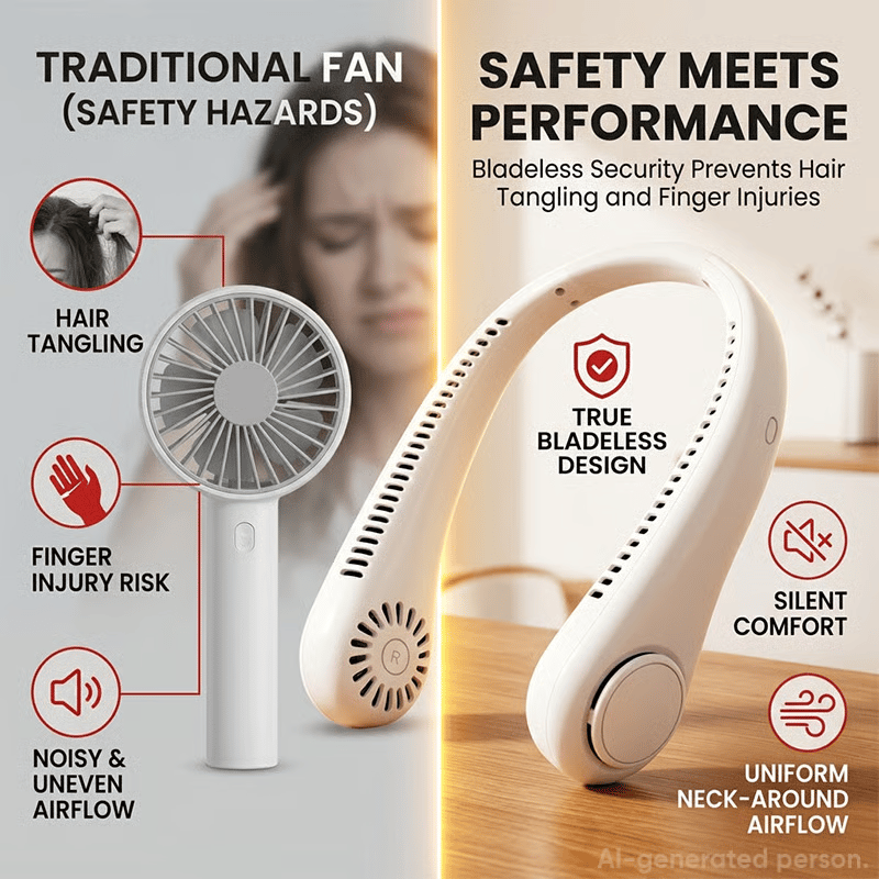 🔥Last Day 48% OFF🔥🍃 Portable Bladeless Neck Fan